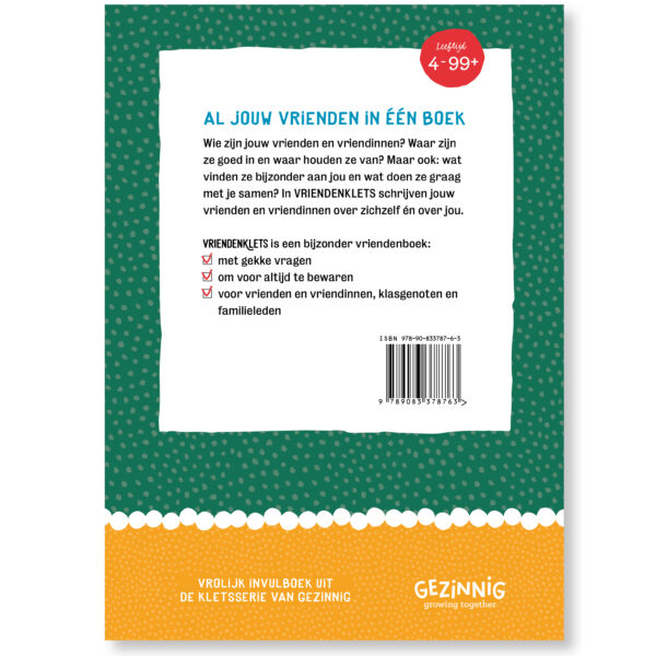 Vriendenklets backcover vierkant
